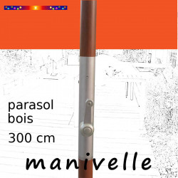 Parasol Lacanau Orange 300 cm Bois Manivelle : détail de la manivelle