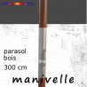 Parasol Lacanau Gris Souris 300 cm Bois Manivelle : détail de la manivelle