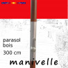Parasol Lacanau Rouge Coquelicot 300 cm Bois Manivelle : détail de la manivelle