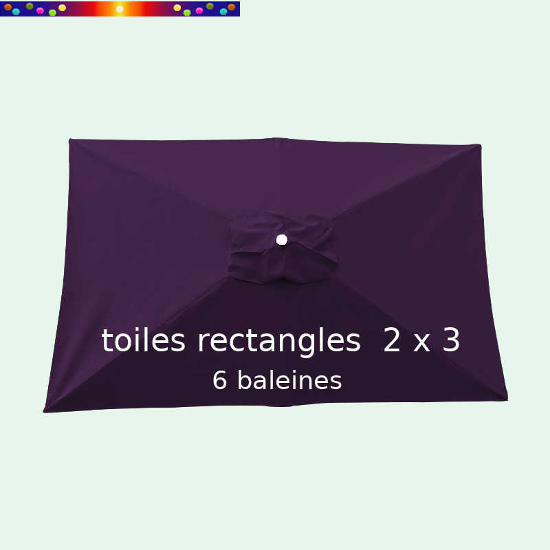 Toile de remplacement pour parasol rectangle 2x3 Aubergine : vue de dessus Toile de remplacement pour parasol rectangle 2x3 Aubergine : vue de dessus
