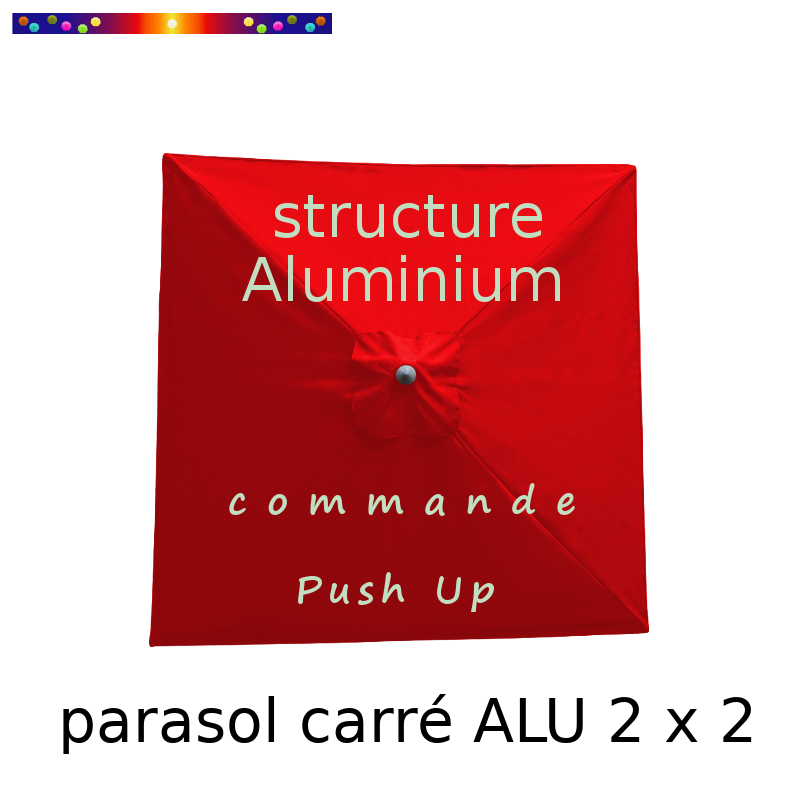 Parasol Lacanau Rouge Coquelicot 200 cm x 200 cm Alu Parasol Lacanau Rouge Coquelicot 200 cm x 200 cm Alu