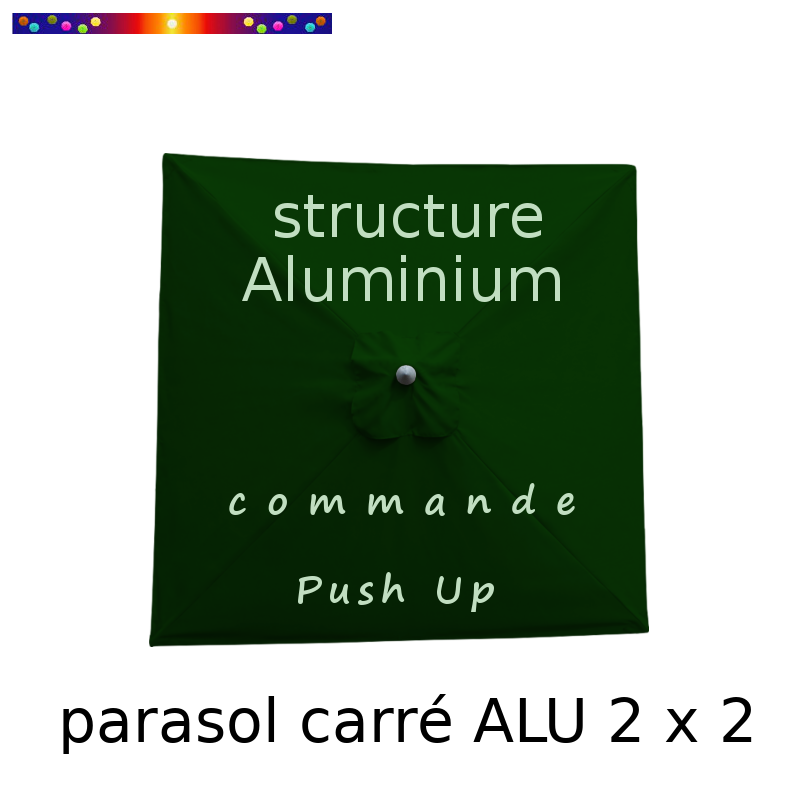 Parasol Lacanau Vert Pinède 200 x 200 cm Alu : vu de dessus Parasol Lacanau Vert Pinède 200 x 200 cm Alu : vu de dessus