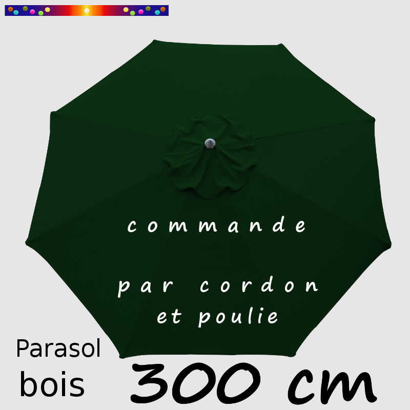 Parasol Lacanau Vert Pinède 300 cm Bois : Toile vue de dessus Parasol Lacanau Vert Pinède 300 cm Bois : Toile vue de dessus