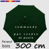 Parasol Lacanau Vert Pinède 300 cm Bois : Toile vue de dessus