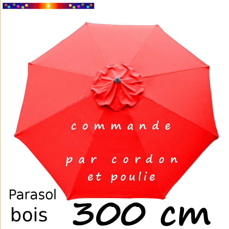 Parasol Lacanau Rouge Coquelicot 300 cm Bois