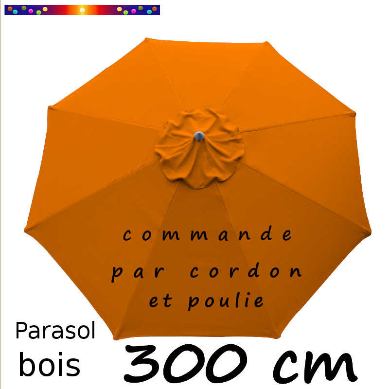 Parasol Lacanau Orange 300 cm : Toile vue de dessus