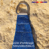 Voile Triangle 500 cm Bleu : detail de l'anneau inox pour fixation de la voile