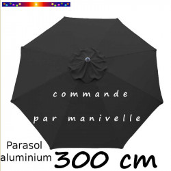 Parasol Lacanau rond (octogonal) Diamètre 300 cm en Aluminium à manœuvre par manivelle toile Gris Souris : parasol vu de dessus