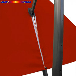 Toile 3x3 pour Parasol déporté Biscarrosse Rouge Terracotta : vue du zip de la toile pour mise en place sur le mât