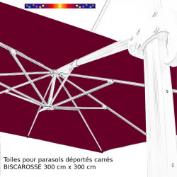 Toile de remplacement 3x3 pour Parasol Excentré Biscarrosse Rouge Bordeaux