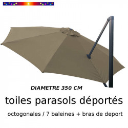 Toile de remplacement OCTOGONALE 350 CM pour Parasol EXCENTRE Biscarrosse Couleur Taupe