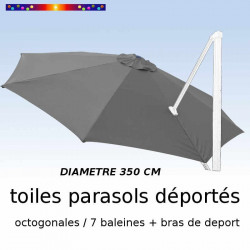 Toile de remplacement OCTOGONALE 350 CM pour Parasol EXCENTRE Biscarrosse Couleur GRIS Foncé