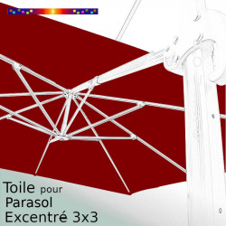 Toile Rouge Bordeaux CARREE 3x3 pour Parasol Déporté