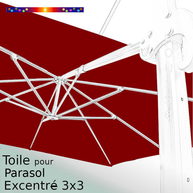 Toile Rouge Bordeaux CARREE 3x3 pour Parasol Déporté