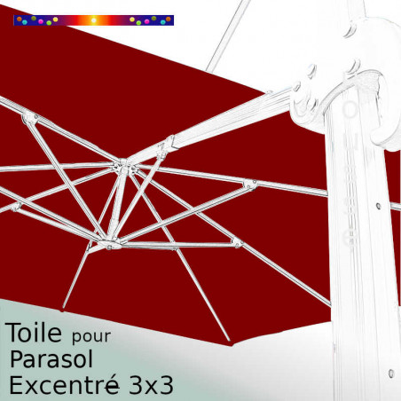 Toile Rouge Bordeaux CARREE 3x3 pour Parasol Déporté