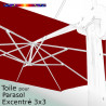 Toile Rouge Bordeaux CARREE 3x3 pour Parasol Déporté