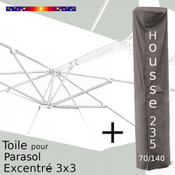 Pack : Toile Blanc Jasmin pour parasol Déporté 3x3 + Housse 235x70/140