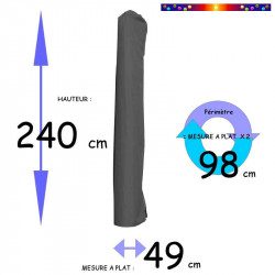 Housse pour parasol 240 cm x Largeur 49 cm (mesures de la housse à plat ) : dimensions