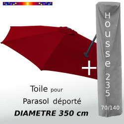 Pack : Toile Terracotta pour parasol Déporté 350/8 + Housse 235x70/140