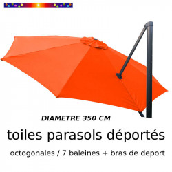 Toile de remplacement OCTOGONALE 350 CM pour Parasol EXCENTRE Biscarrosse Couleur Orange