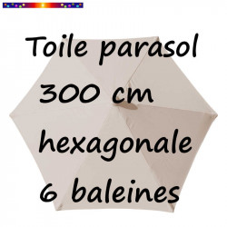 Toile de remplacement pour parasol HEXAGONAL 300 cm couleur Soie Grège (collection 2015)