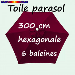 Toile de remplacement pour parasol HEXAGONAL 300 cm couleur Rouge Bordeaux