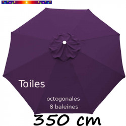 Toile de remplacement pour parasol 350/8 cm octogonal à mât central couleur Aubergine