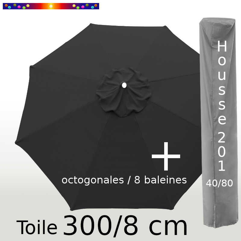 Pack : Toile 300/8 Gris Souris  + Housse 201x40/80