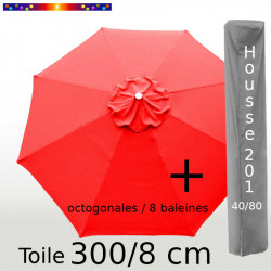 Pack : Toile 300/8 Rouge Coquelicot + Housse 201x40/80