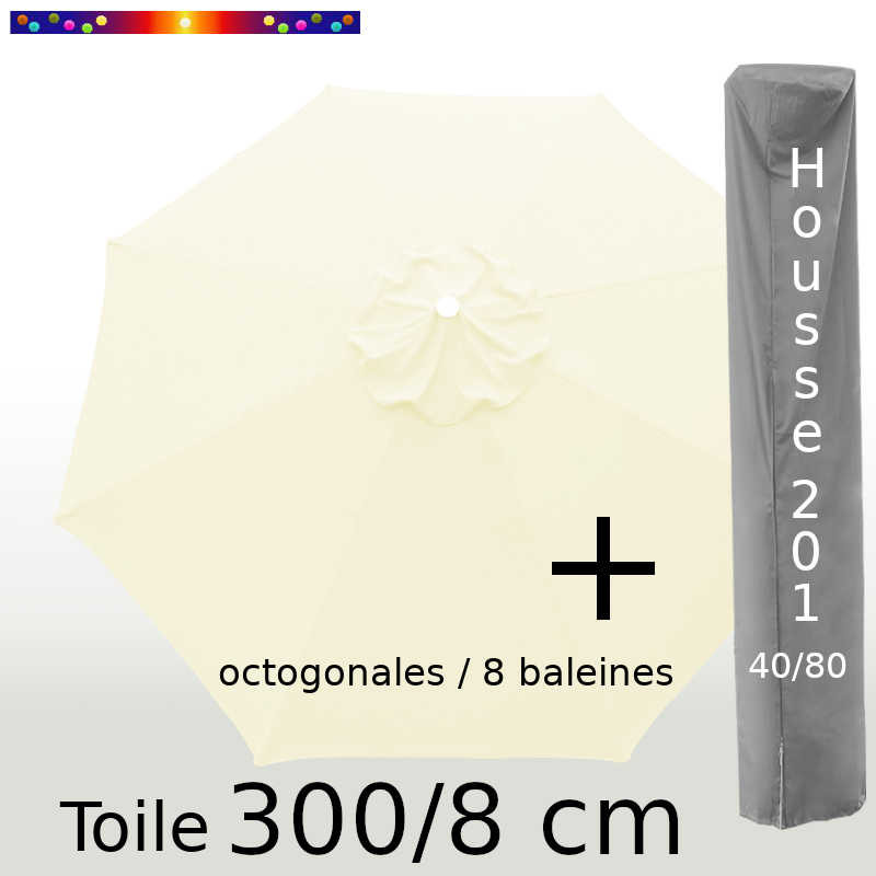 Pack : Toile 300/8 Ecru Crème + Housse 201x40/80