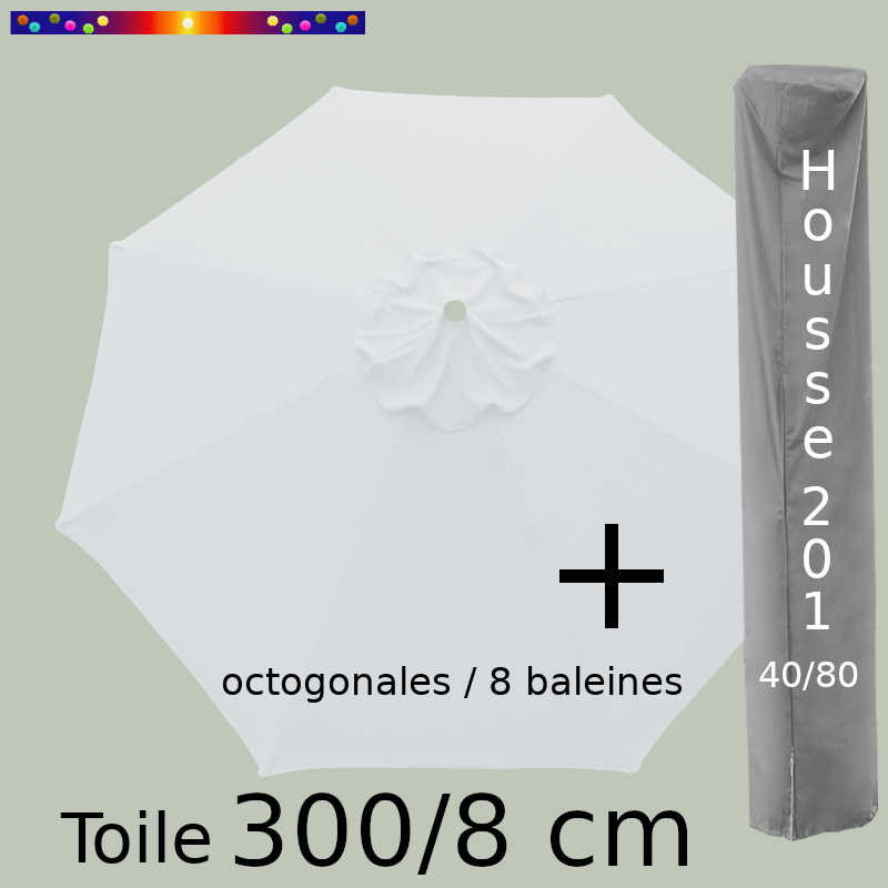 Pack : Toile 300/8 Blanc Jasmin + Housse 201x40/80