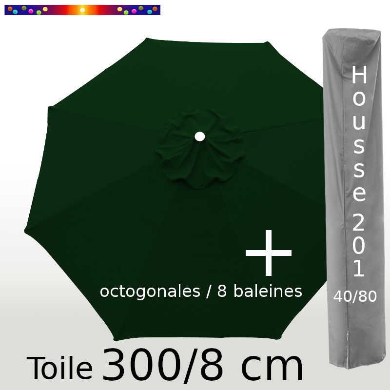 Pack : Toile 300/8 Vert Pinède + Housse 201x40/80