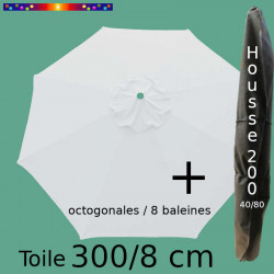 Pack : Toile 300/8 Blanc Jamin + Housse 200x40/80
