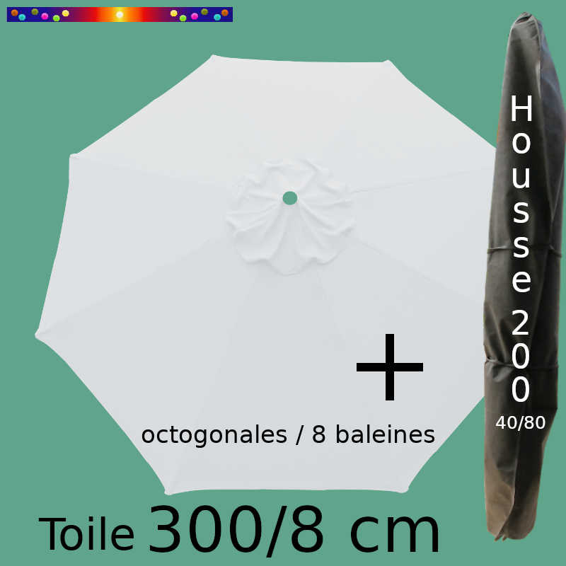 Pack : Toile 300/8 Blanc Jamin + Housse 200x40/80