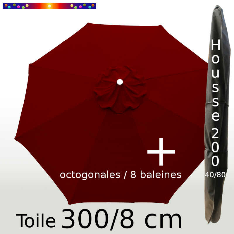 Pack : Toile 300/8 Bordeaux + Housse 200x40/80
