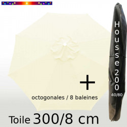 Pack : Toile 300/8 Ecru Crème + Housse 200x40/80