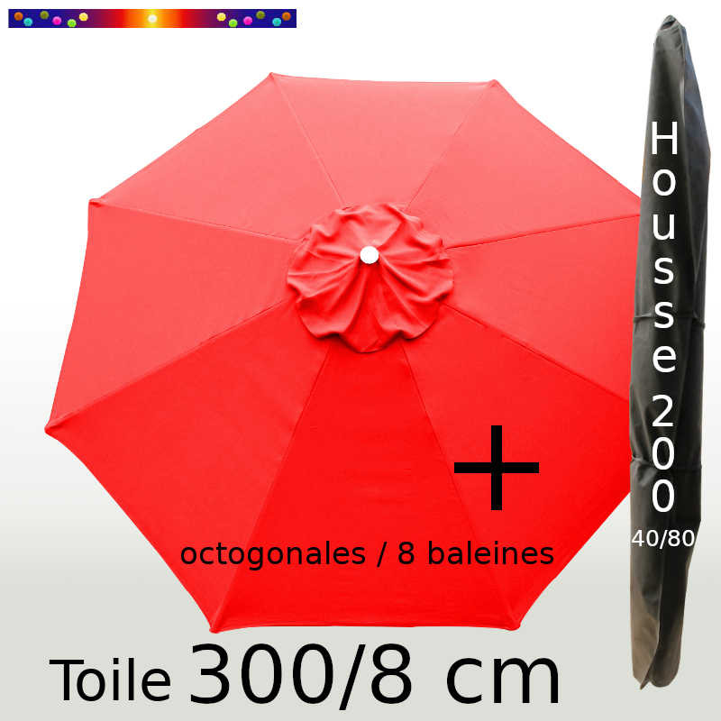 Pack : Toile 300/8 Rouge + Housse 200x40/80