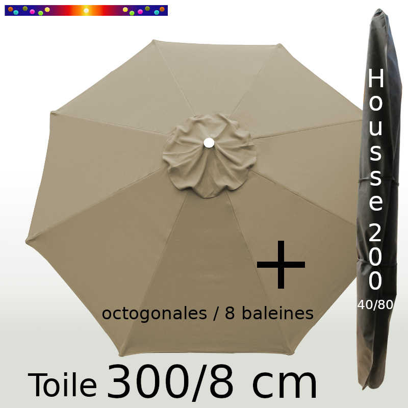 Pack : Toile 300/8 Taupe + Housse 200x40/80