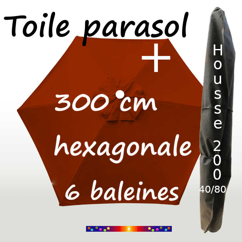 Pack : Toile 300/6 Terracotta + Housse 200x40/80