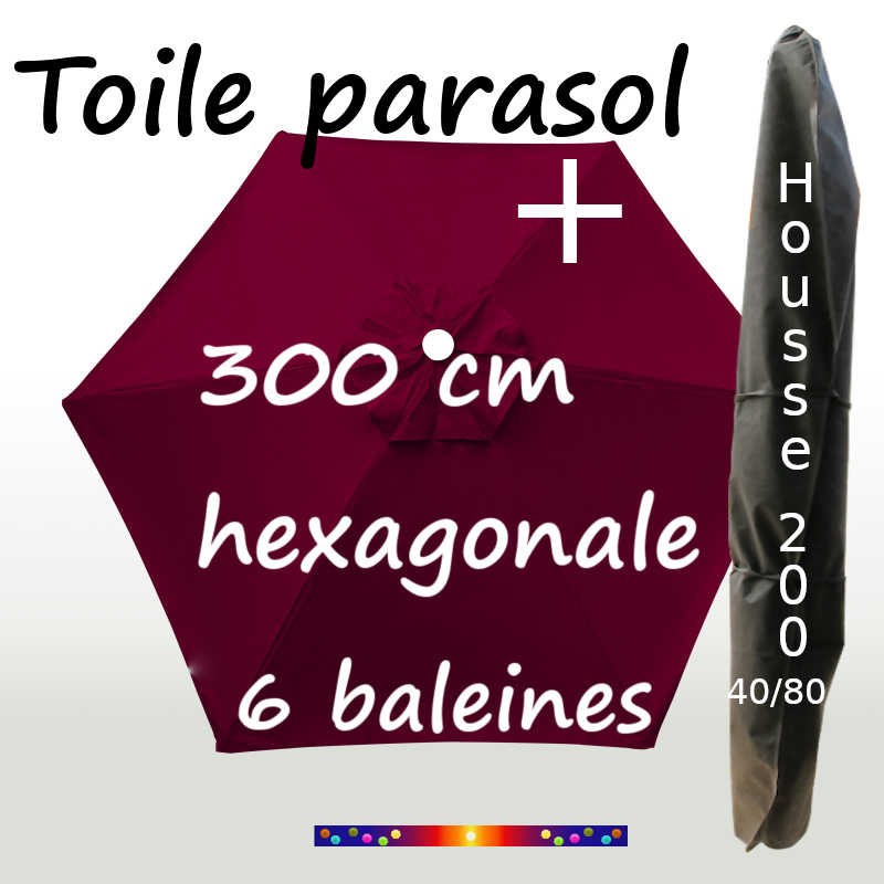 Pack : Toile 300/6 Bordeaux + Housse 200x40/80