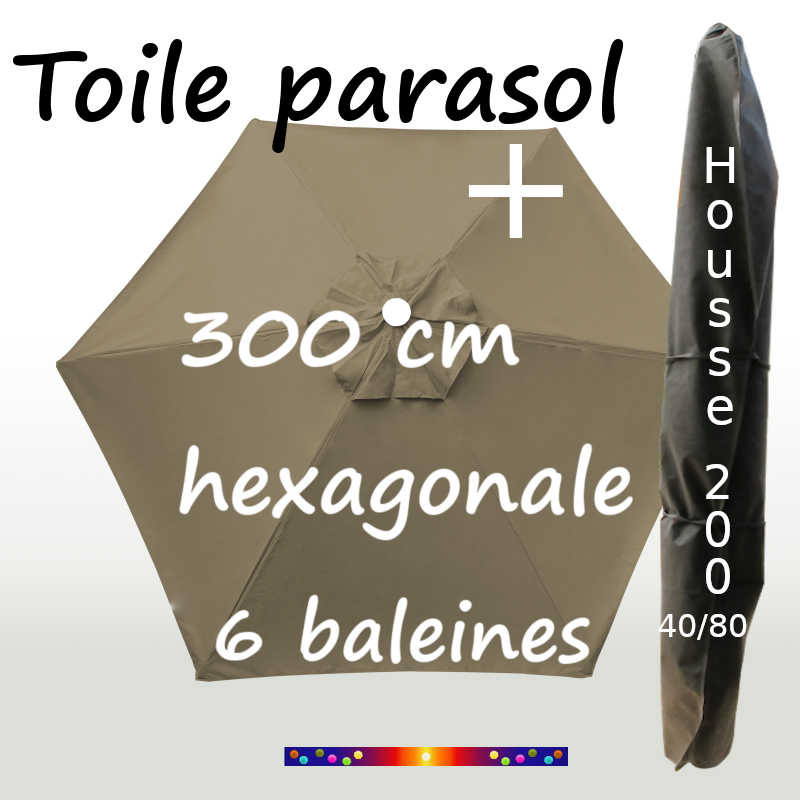 Pack : Toile 300/6 Taupe + Housse 200x40/80