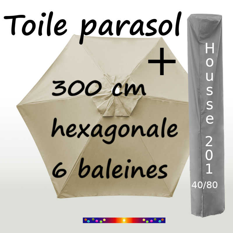 Pack : Toile 300/6 Soie Grège + Housse 201x40/80