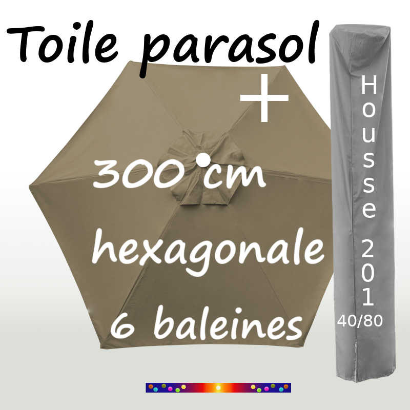 Pack : Toile 300/6 Taupe + Housse 201x40/80