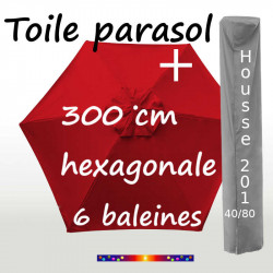 Pack : Toile 300/6 Rouge Coquelicot + Housse 201x40/80