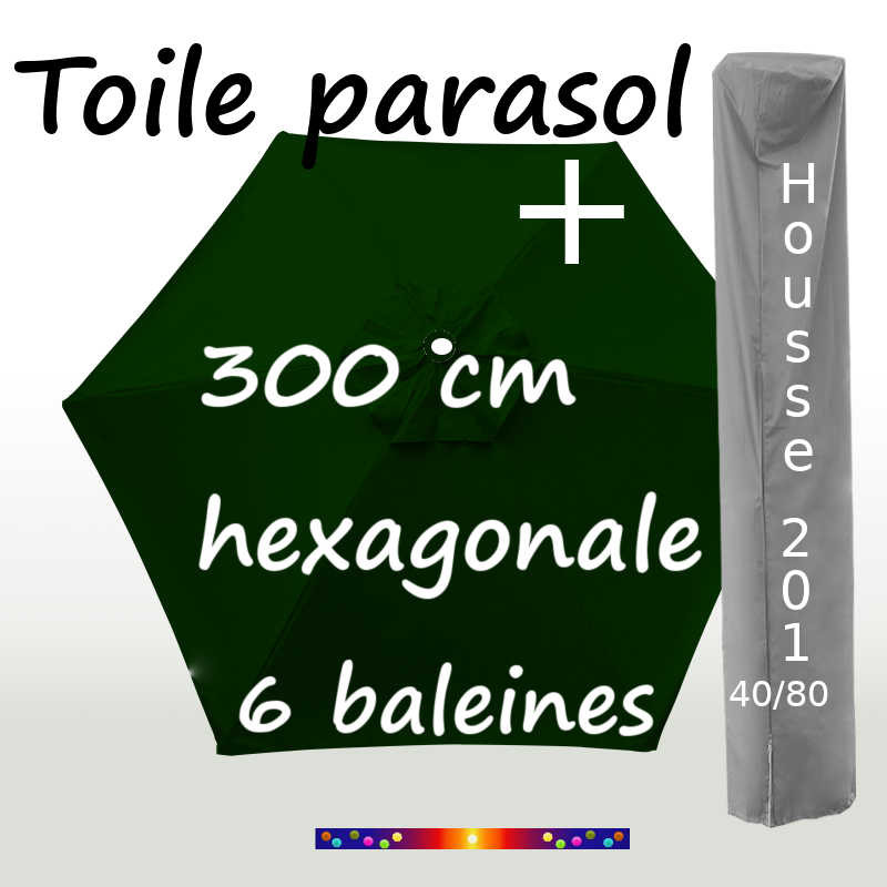 Pack : Toile 300/6 Vert Pinède + Housse 201x40/80
