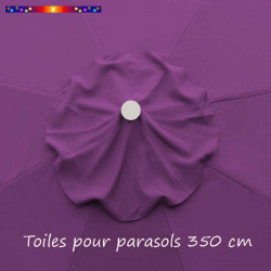 Toile de remplacement pour parasol 350 cm Violette :  perçage central et cheminée pour le vent