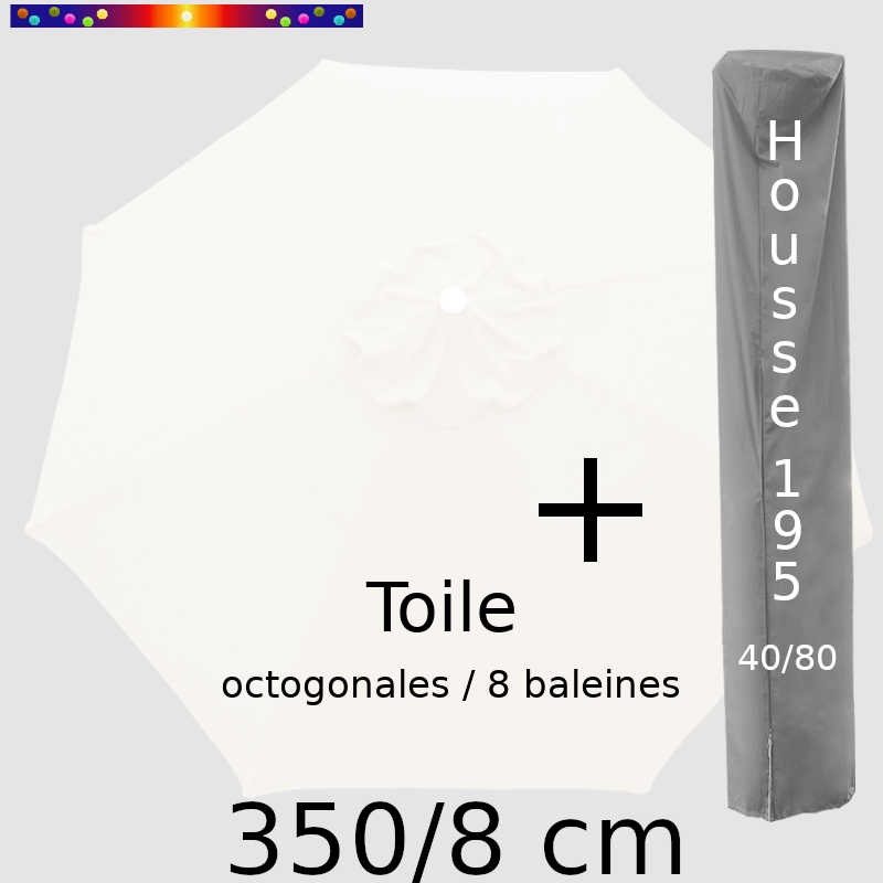 Pack : Toile 350/8 Blanc Jasmin + Housse 195x40/80
