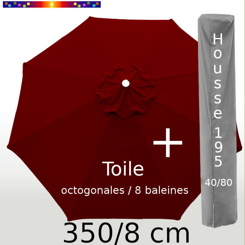Pack : Toile 350/8 Bordeaux + Housse 195x40/80