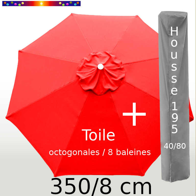 Pack : Toile 350/8 Rouge + Housse 195x40/80