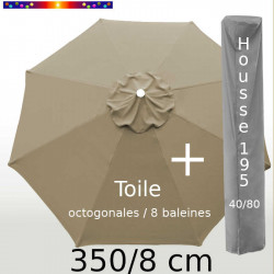 Pack : Toile 350/8 Taupe + Housse 195x40/80